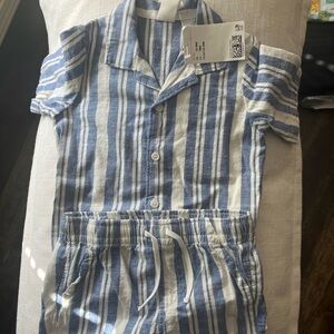 Blue and White Striped Pajama Set